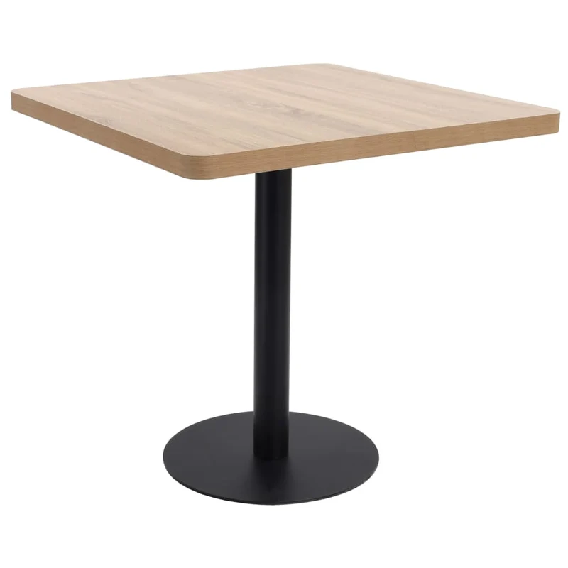 Table d'appoint auxiliaire hauteur 75 cm en MDF marron clair et acier noir DEC036569
