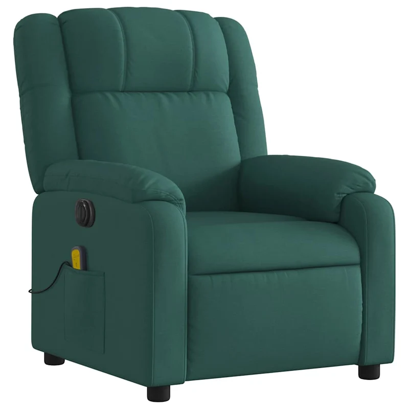 Fauteuil de relaxation TV fonction massage inclinable électrique 6 points de massage en tissu vert foncé DEC027283