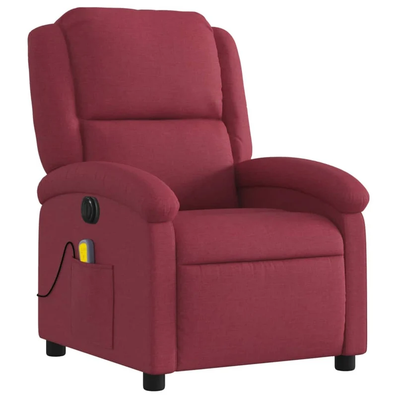 Fauteuil de relaxation TV fonction massage inclinable électrique 6 points de massage en tissu rouge bordeaux DEC027247