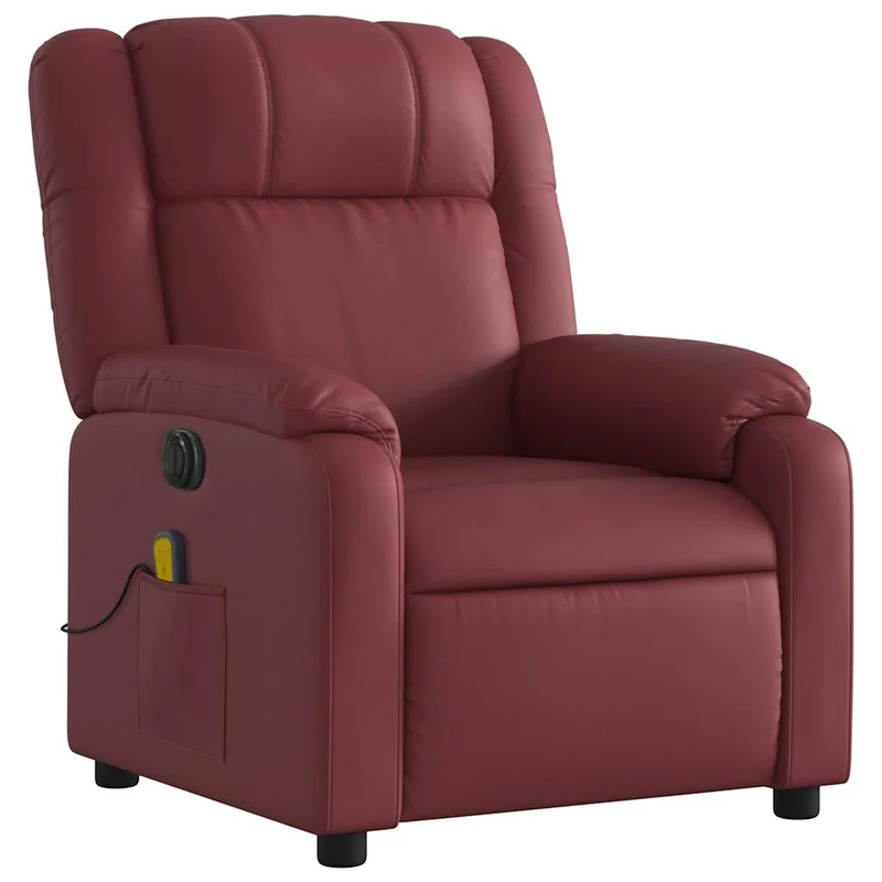 Fauteuil de relaxation TV fonction massage inclinable électrique en PVC rouge bordeaux DEC027237