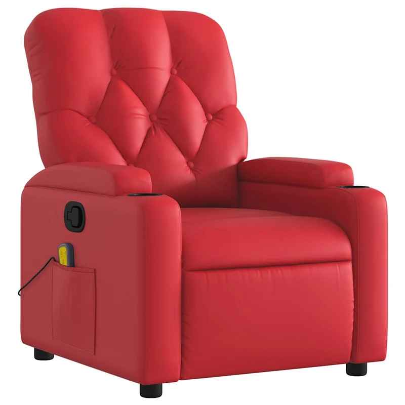 Fauteuil de relaxation TV fonction massage inclinable 6 points de massage en PVC rouge DEC027105