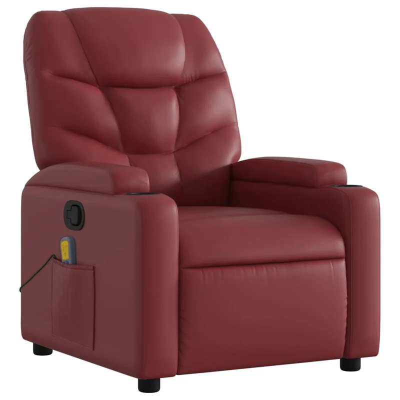 Fauteuil de relaxation TV fonction massage inclinable 6 points de massage en PVC rouge bordeaux DEC027077
