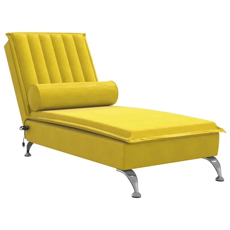 Méridienne chaise longue pour intérieur de massage avec traversin en velours jaune DEC026152