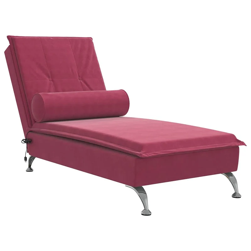 Méridienne chaise longue pour intérieur de massage avec traversin en velours rouge bordeaux DEC026160
