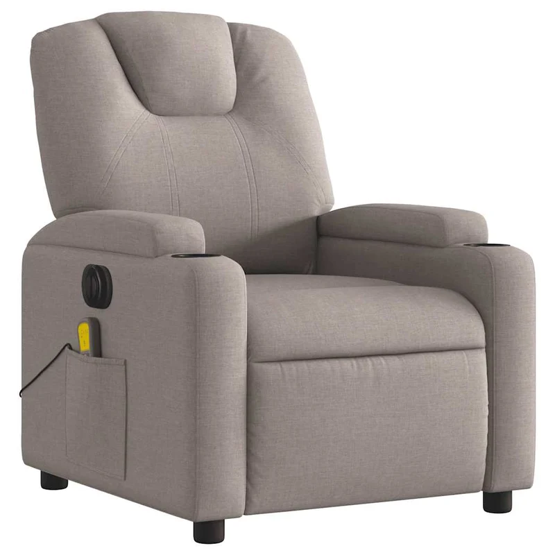 Fauteuil de relaxation TV fonction massage inclinable électrique en tissu taupe DEC027272