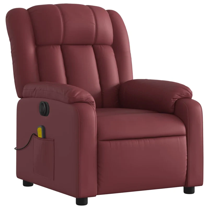 Fauteuil de relaxation TV fonction massage inclinable électrique en PVC rouge bordeaux DEC027239