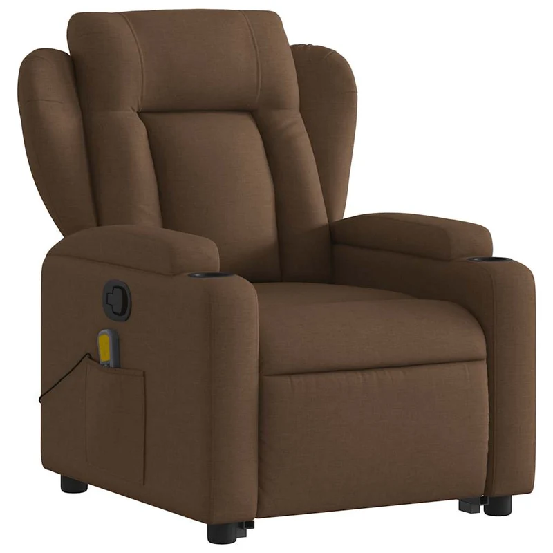 Fauteuil de relaxation TV fonction massage inclinable levage électrique en tissu marron DEC027015