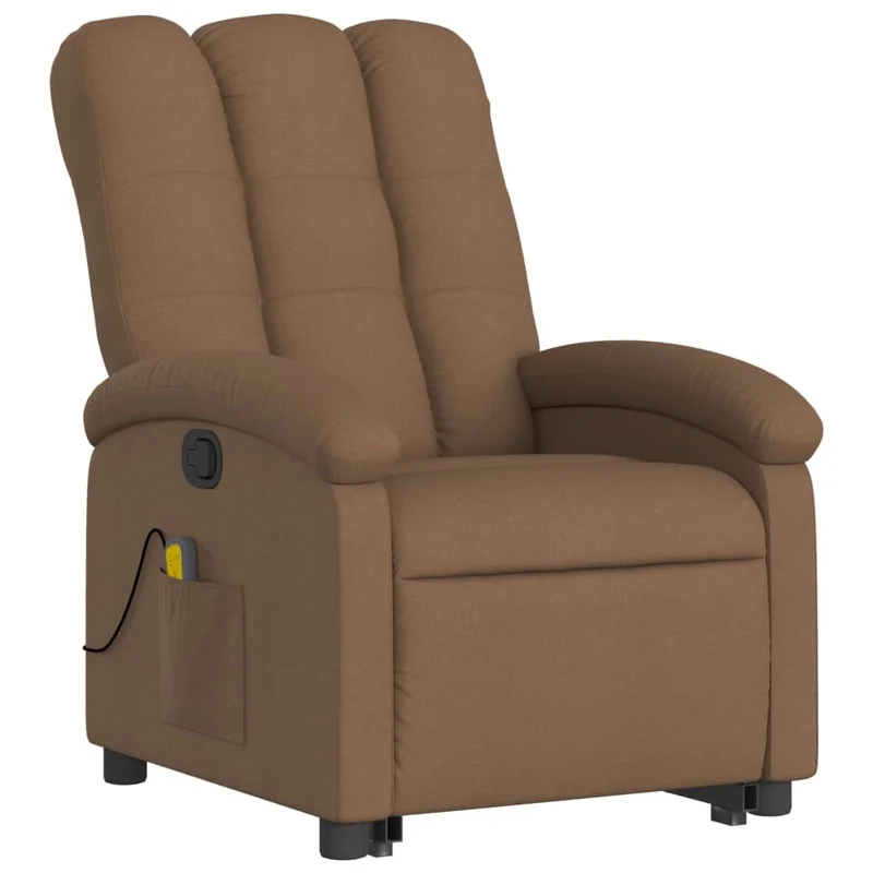 Fauteuil de relaxation TV fonction massage inclinable levage électrique en tissu marron DEC027009