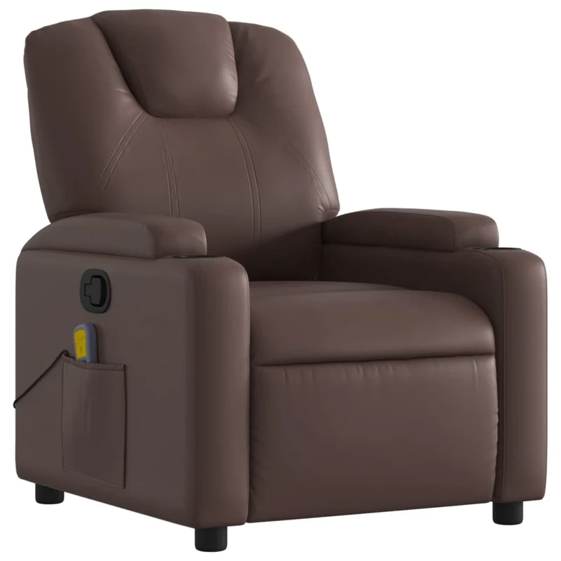 Fauteuil de relaxation TV fonction massage inclinable 6 points de massage en PVC marron DEC026997