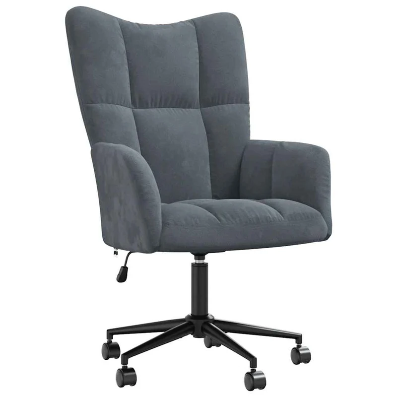 Fauteuil lounge chaise de canapé sur roulettes design moderne en velours gris foncé DEC026695