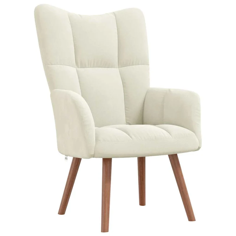 Fauteuil lounge chaise de canapé design moderne en velours crème DEC026635