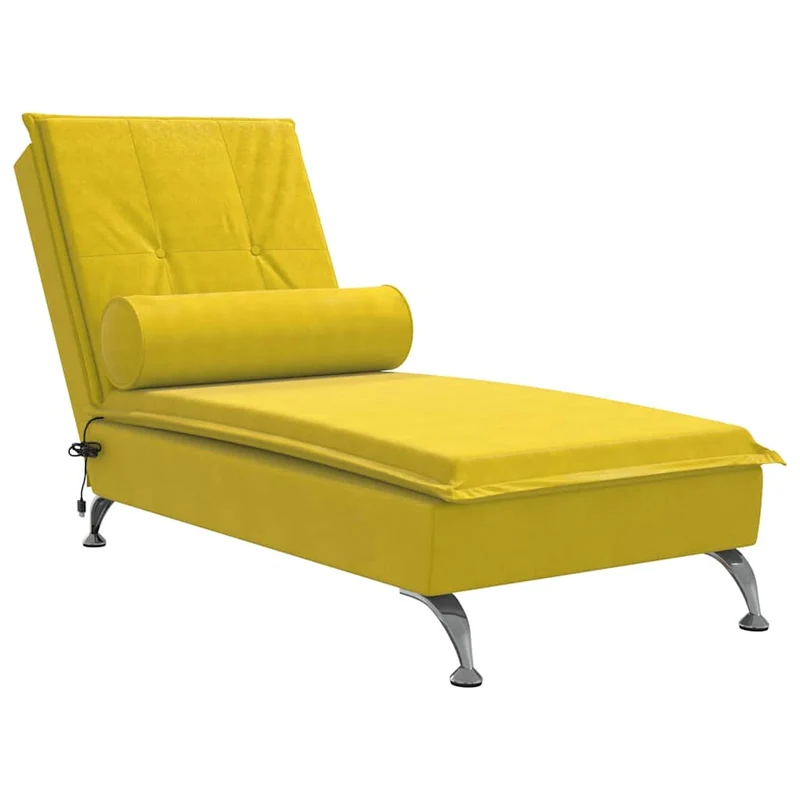 Méridienne chaise longue pour intérieur de massage avec traversin en velours jaune DEC026153