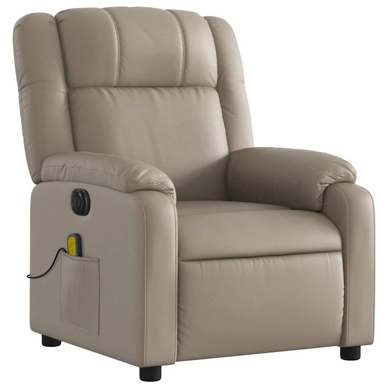 Fauteuil de relaxation TV fonction massage inclinable électrique 6 points de massage en PVC cappuccino DEC027142