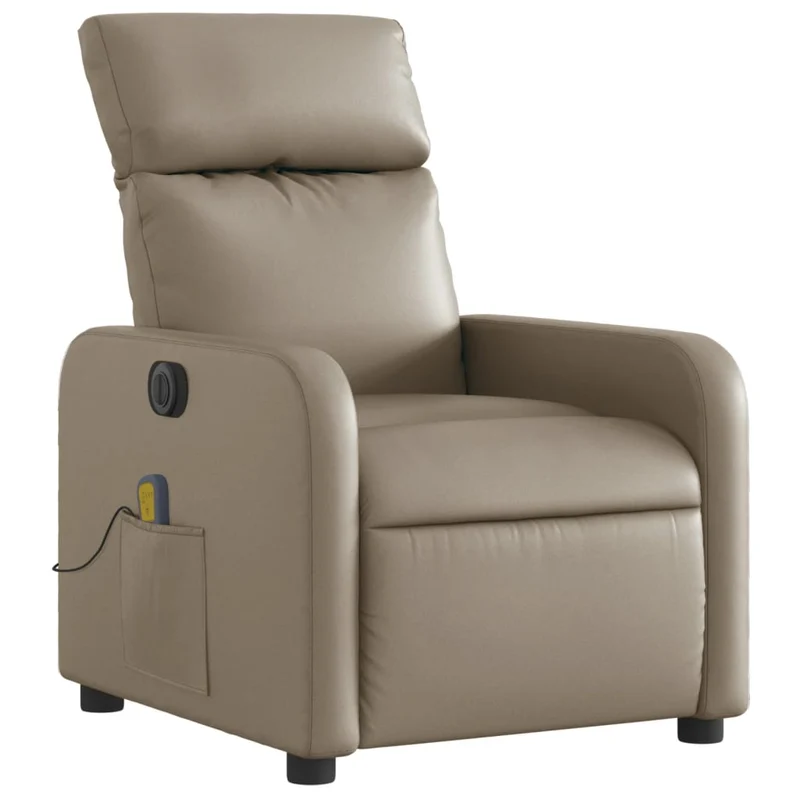 Fauteuil de relaxation TV fonction massage inclinable électrique 6 points de massage en PVC cappuccino DEC027139