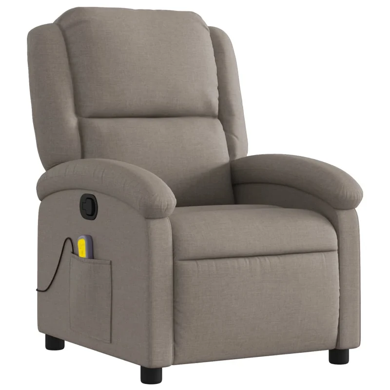 Fauteuil de relaxation TV fonction massage inclinable 6 points de massage en tissu taupe DEC027107
