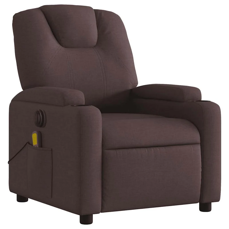 Fauteuil de relaxation TV fonction massage inclinable électrique 6 points de massage en tissu marron foncé DEC027185