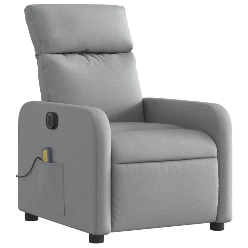 Fauteuil de relaxation TV fonction massage inclinable électrique 6 points de massage en tissu gris clair DEC027167