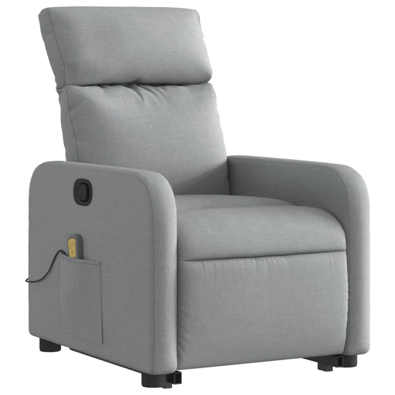 Fauteuil de relaxation TV fonction massage inclinable levage électrique en tissu gris clair DEC026923