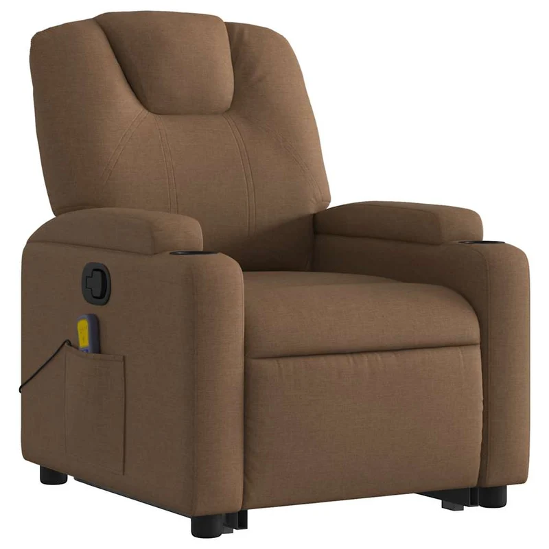 Fauteuil de relaxation TV fonction massage inclinable levage électrique en tissu marron DEC027024