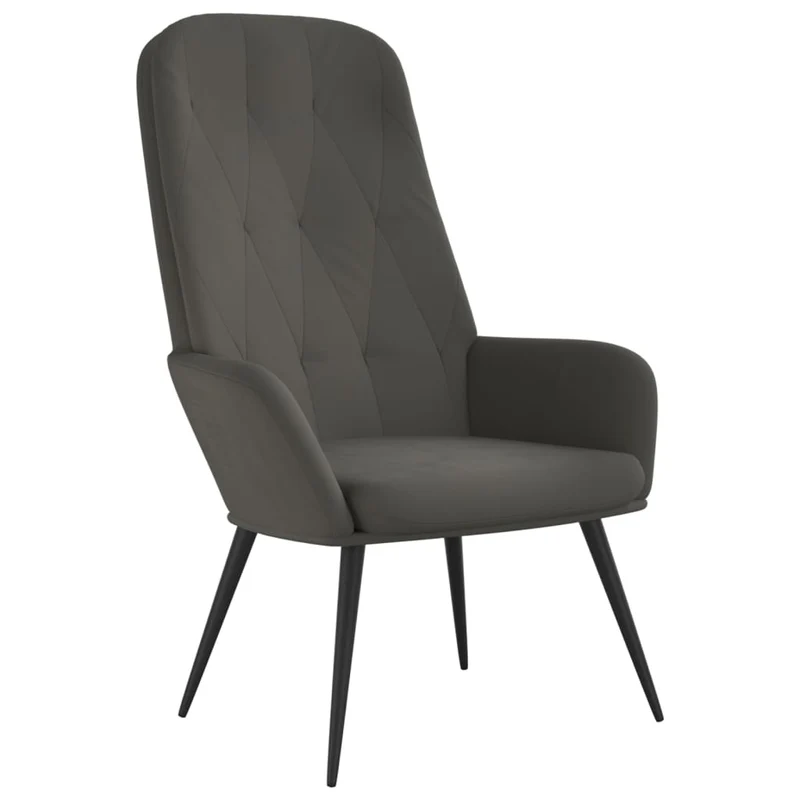 Fauteuil lounge chaise de canapé design moderne en velours gris foncé DEC026700
