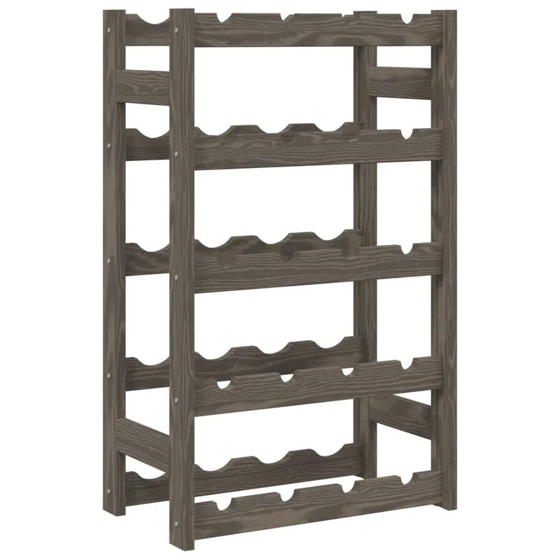 Casier range bouteilles étagère de rangement vin pour 20 bouteilles 5 niveaux en pin gris DEC024302
