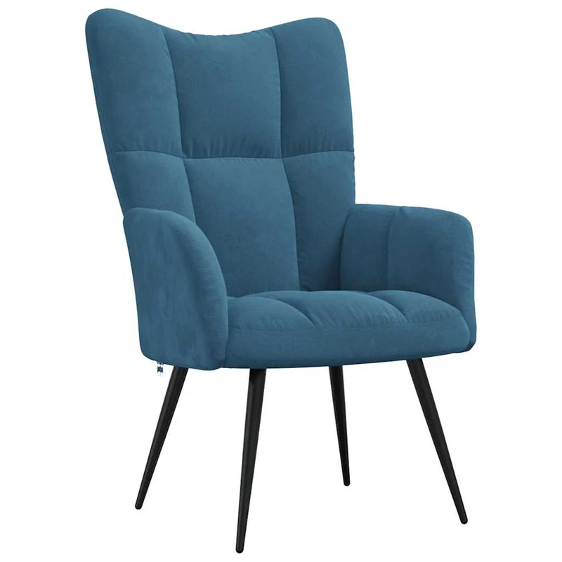 Fauteuil lounge chaise de canapé design moderne en velours bleu cadre en acier DEC026646