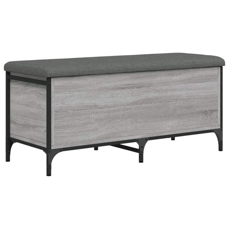 Banc banquette avec espace de rangement et coussin d'assise 102 x 42 x 45 cm bois d'ingénierie couleur sonoma gris DEC024795