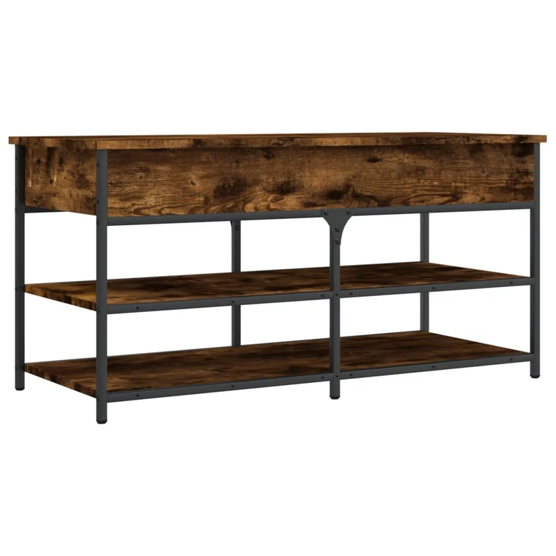 Banc de rangement à chaussures avec espace de rangement 100 x 42,5 x 50 cm bois d'ingénierie couleur chêne fumé DEC024834