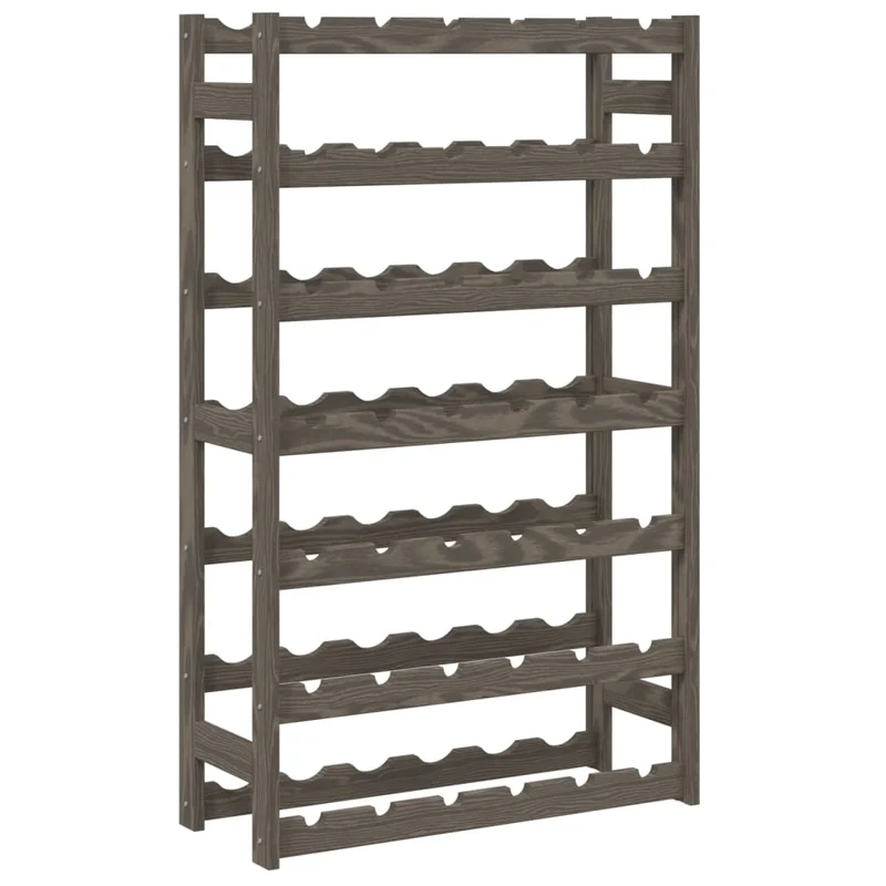 Casier range bouteilles étagère de rangement vin pour 42 bouteilles 7 niveaux en bois de pin gris DEC024321