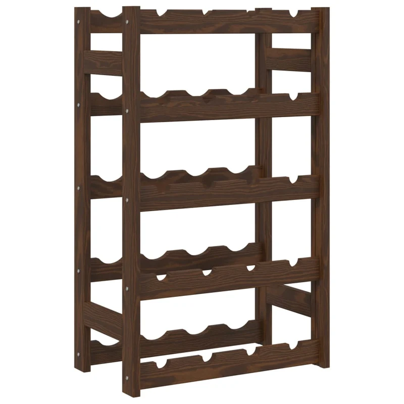 Casier range bouteilles étagère de rangement vin 5 niveaux pour 20 bouteilles en bois pin brun DEC024304