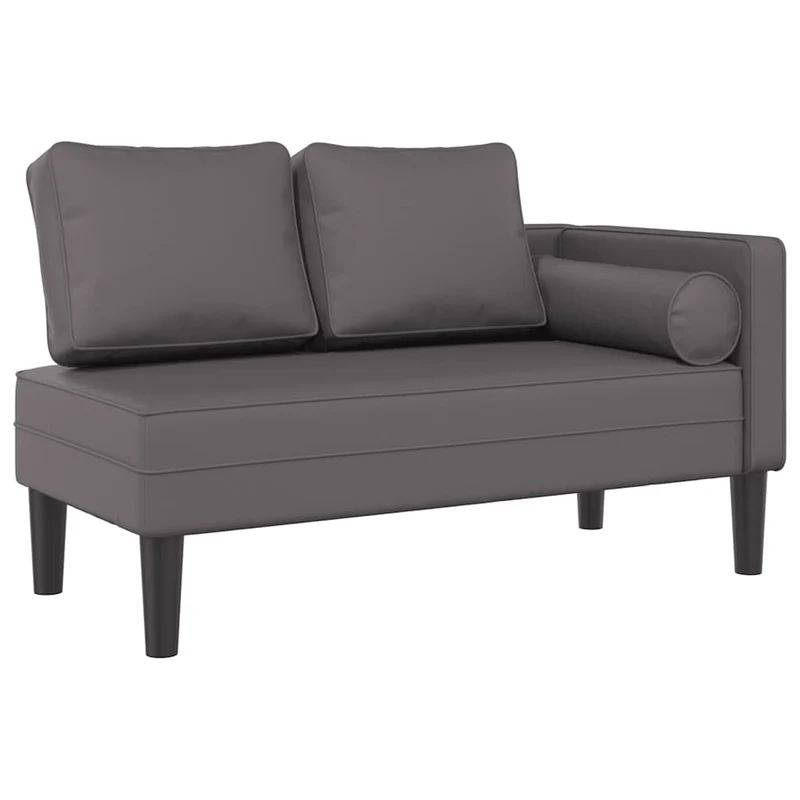 Méridienne chaise longue canapé pour intérieur avec coussins en PVC gris DEC026082