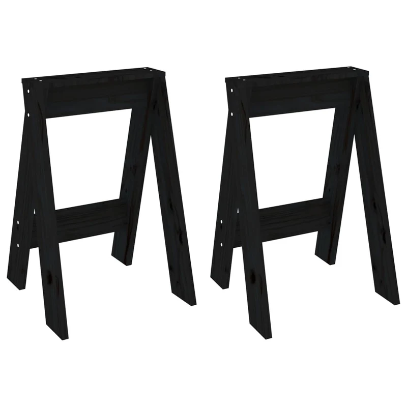 Lot de 2 tabouret assise siège de cuisine 40 x 40 x 60 cm en bois massif de pin noir DEC026412