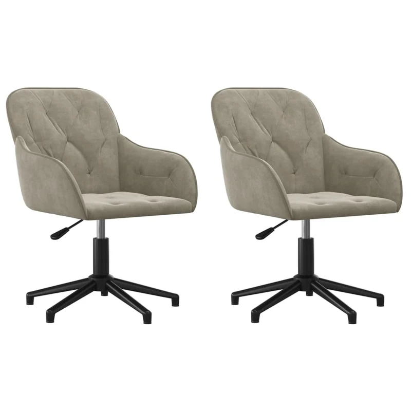 Lot de 2 chaises de salle à manger siège pivotant hauteur réglable en velours gris clair DEC025242