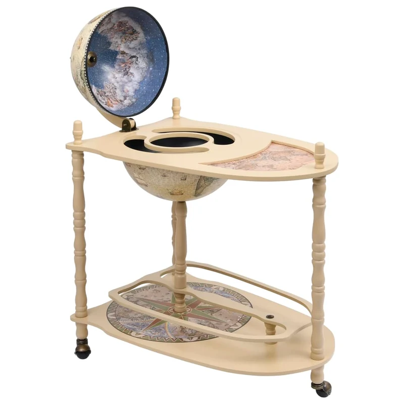 Globe bar support de vin autoportant globe 70 x 45 x 88 cm bois d'eucalyptus vert et blanc DEC024445