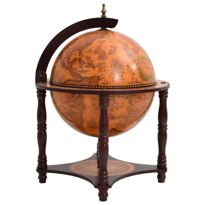 Support à vin bar forme globe marron bois d'eucalyptus massif brun DEC024453