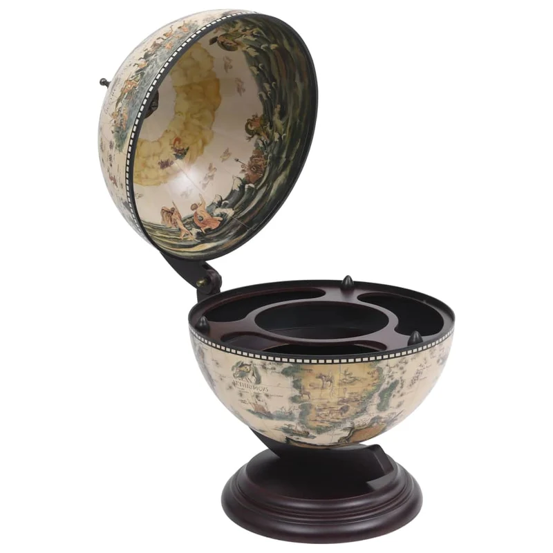 Bar globe support de vin globe de dessus de table bois d'eucalyptus blanc DEC024449