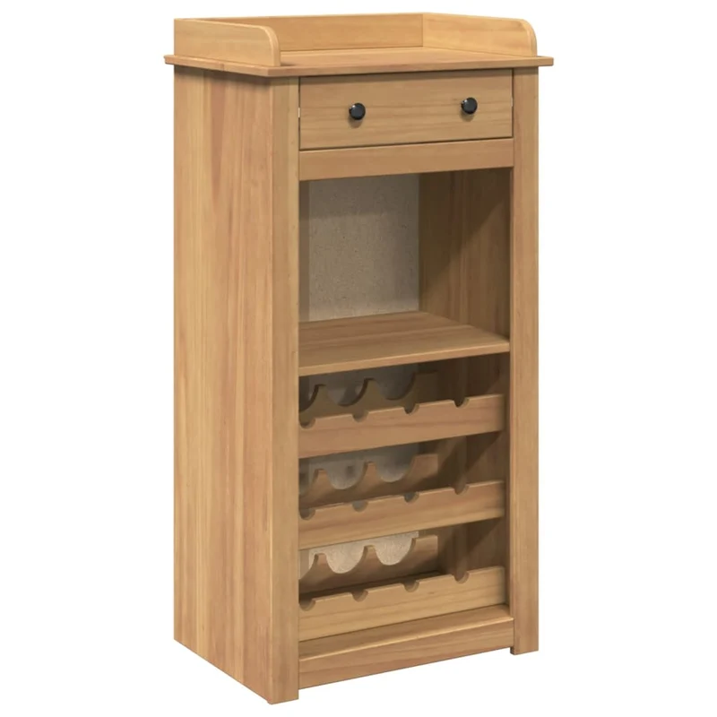Armoire à vin jusqu'à 9 bouteilles tiroirs et espace de rangement 57 x 40 x 111,5 cm bois de pin brun DEC024440