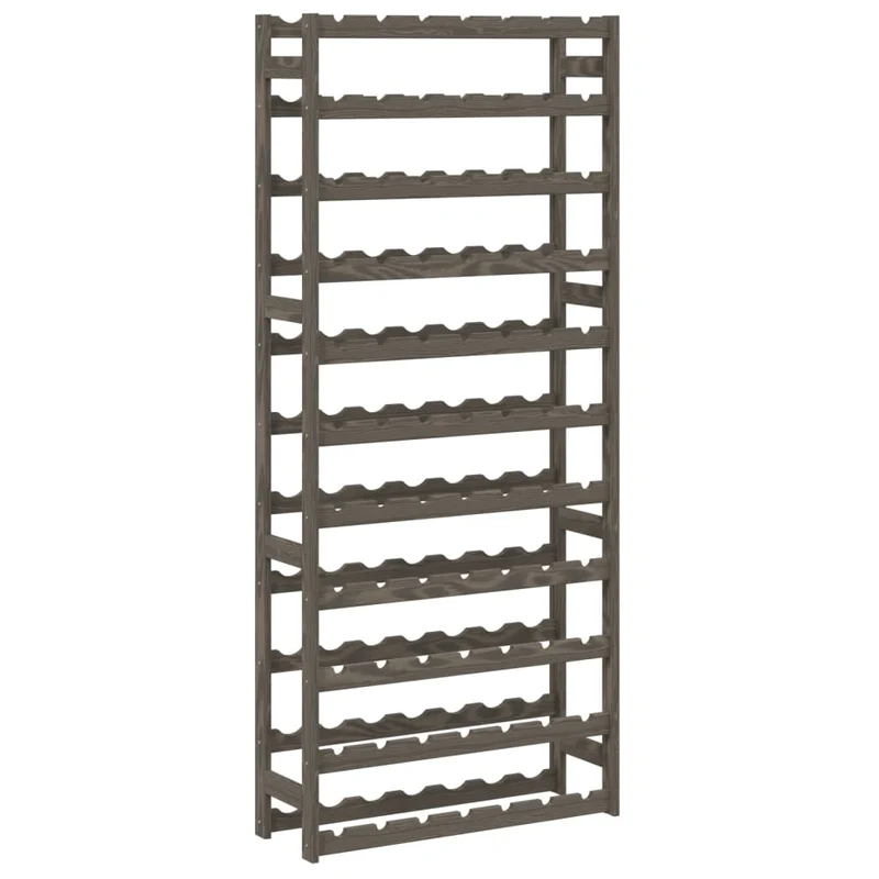 Casier range bouteilles étagère de rangement vin pour 77 bouteilles 11 niveaux en bois de pin gris DEC024342