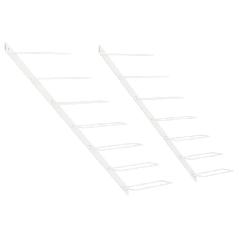 Lot de 2 casiers range bouteilles étagère de rangement vin mural pour 7 bouteilles en métal blanc DEC024383