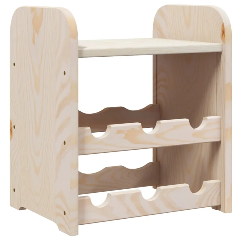 Casier range bouteilles étagère de rangement vin jusqu'à 6 bouteilles de vin 33 x 25 x 37 cm bois pin massif brun DEC024363
