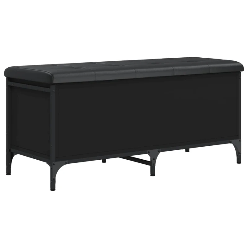 Banc banquette avec espace de rangement 102 x 42 x 45 cm bois d'ingénierie noir cadre en métal DEC024770