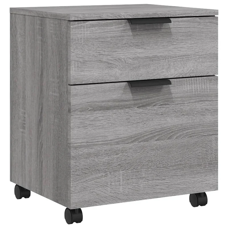 Caissons à tiroirs meuble de bureau mobile sur roulettes couleur sonoma gris 45 x 38 x 54 cm MDF gris DEC024566