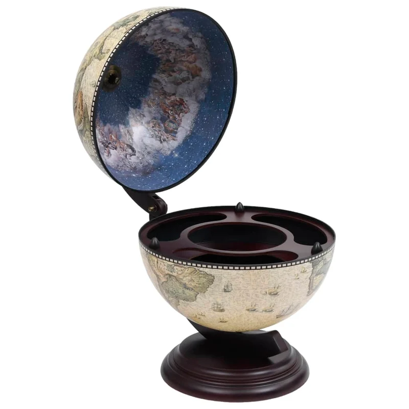 Bar globe support de vin globe de dessus de table bois d'eucalyptus vert 38 x 33 x 48 cm DEC024450