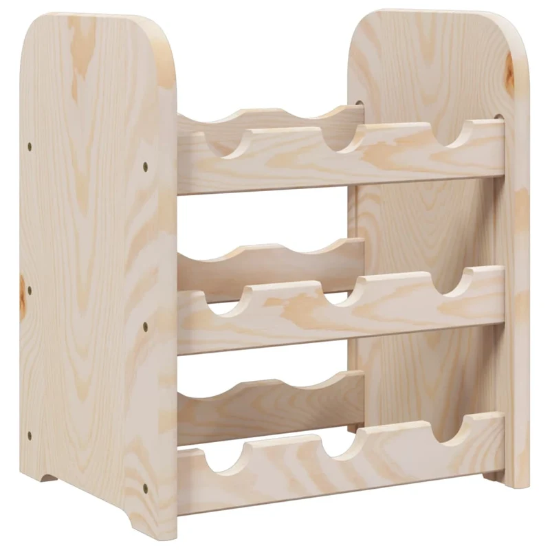 Casier range bouteilles étagère de rangement vin 3 niveaux 33 x 25 x 37 cm bois de pin DEC024353