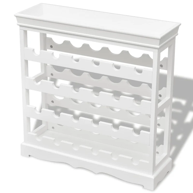 Casier range bouteilles étagère de rangement jusqu'à 24 bouteilles de vin en MDF blanc DEC024273