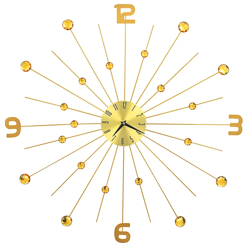 Horloge murale avec des détails en cristal brillant 70 cm en métal doré DEC022217