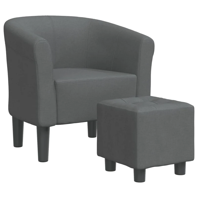 Fauteuil lounge assise confortable design moderne avec repose-pied en tissu gris foncé DEC026422