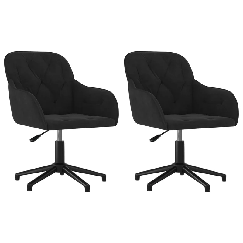 Lot de 2 chaises de salle à manger bureau siège pivotant hauteur réglable en velours noir DEC025293