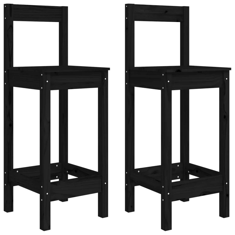 Lot de 2 tabourets de bar design classique 40 x 41,5 x 112 cm en bois de pin noir DEC025188