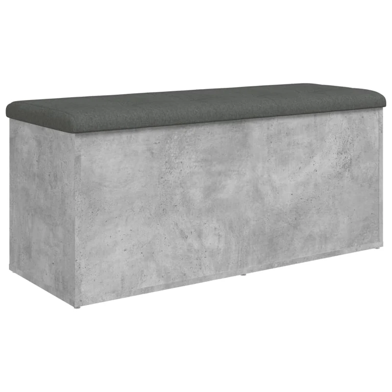 Banc banquette de rangement couleur gris béton 102 x 42 x 45 cm bois d'ingénierie DEC024761